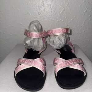 Guess Pink and Black Logo Sandals